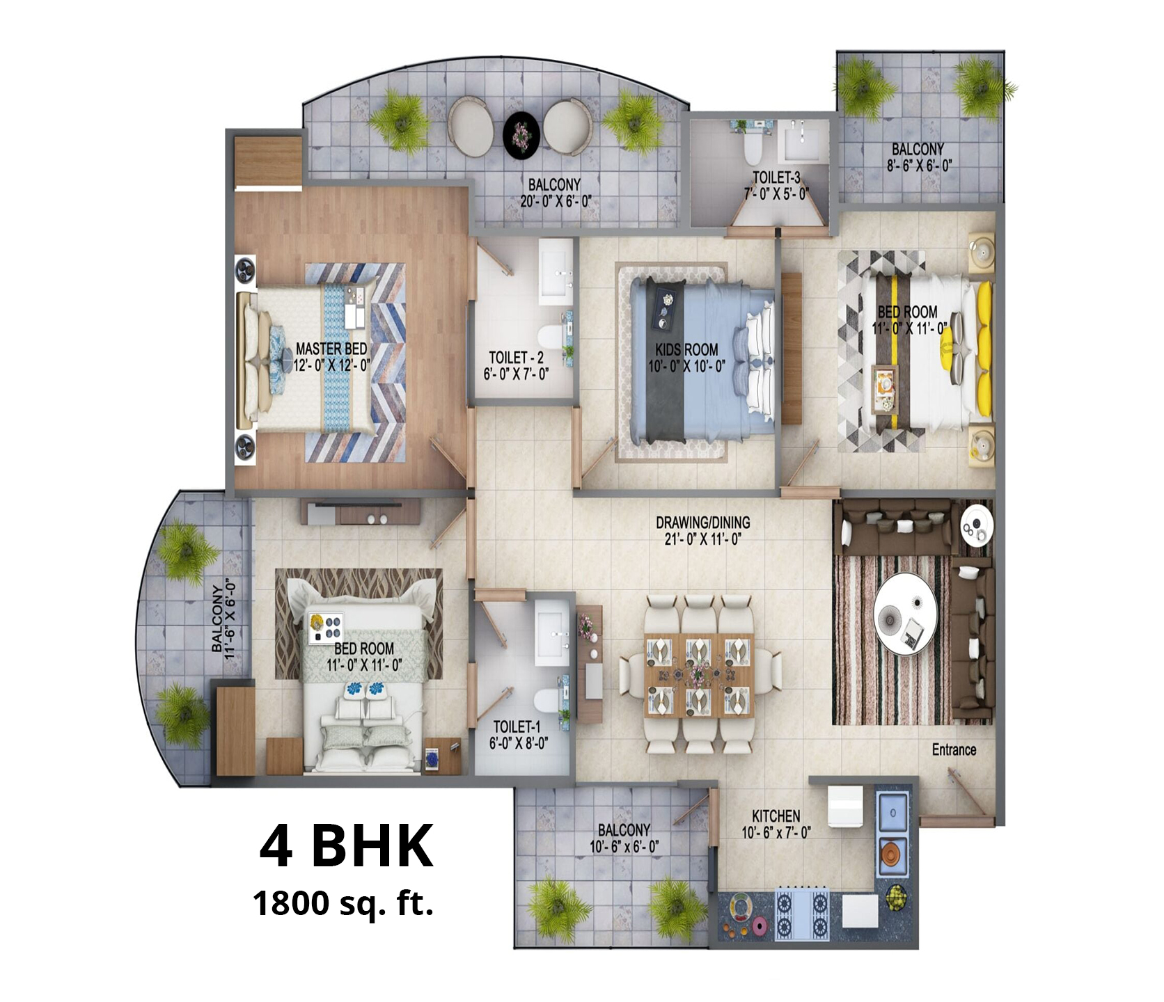 4 bhk luxury apartments in Faridabad